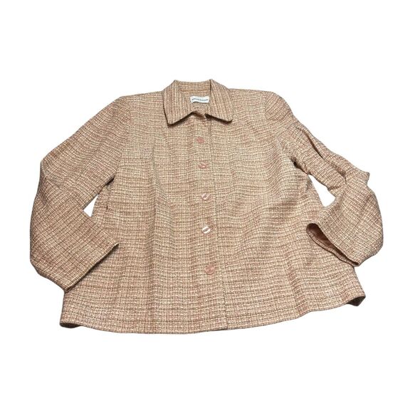 Alfred Dunner Blazer Jacket Women's 14 Pink Acrylic Lined Collared Button Front - Picture 1 of 7
